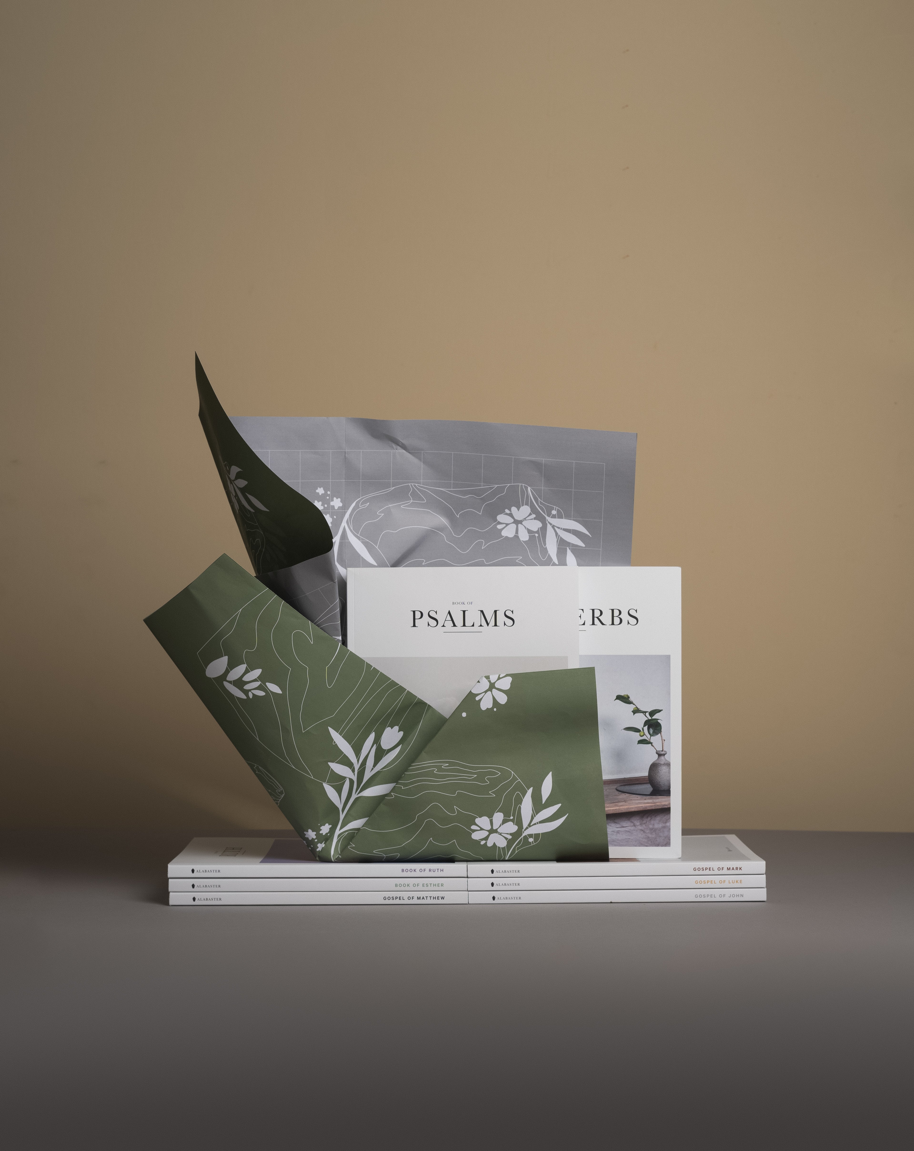 Alabaster's Psalms and Proverbs being gift wrapped