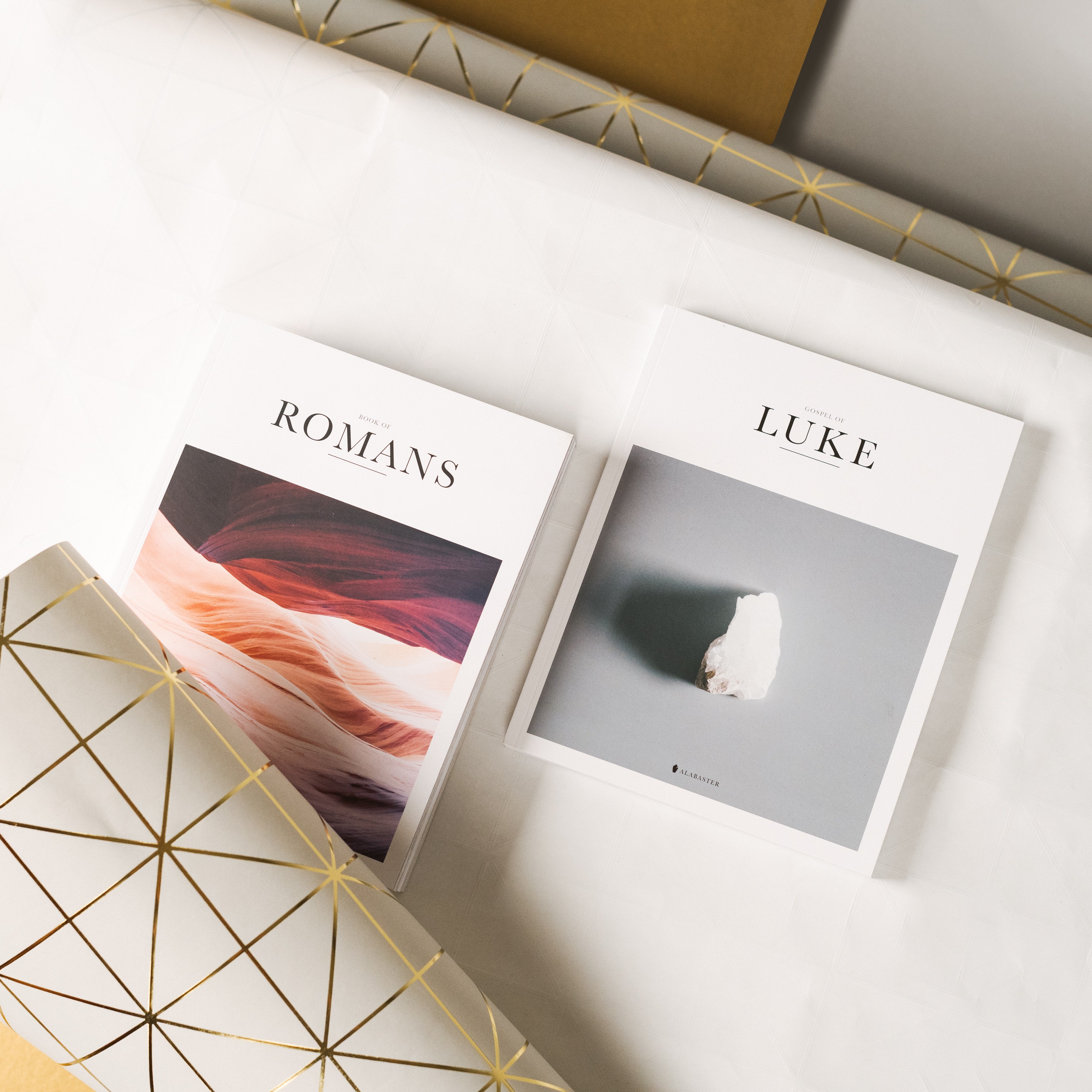 Alabaster Bibles being wrapped