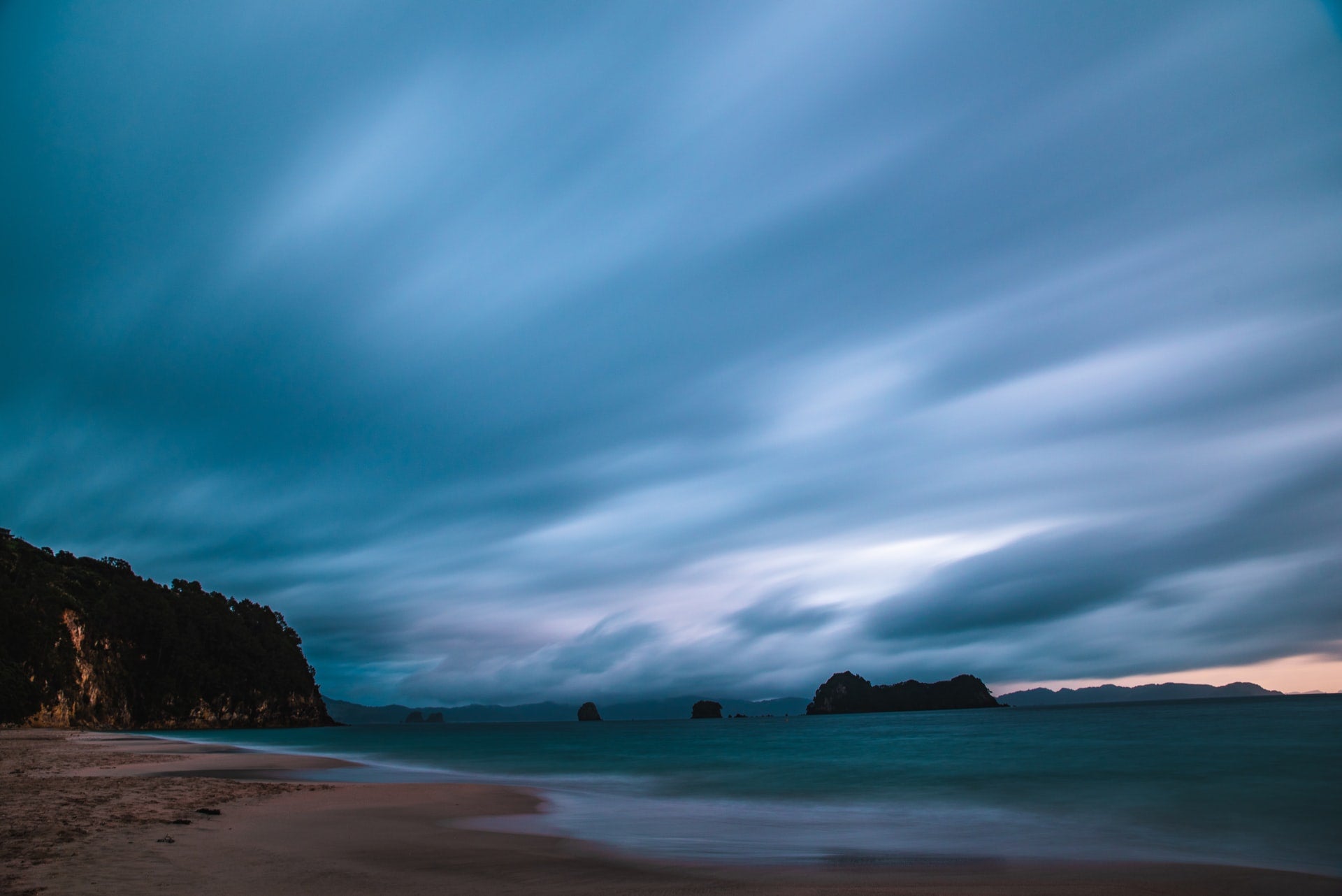 Cloudy sky over a beach